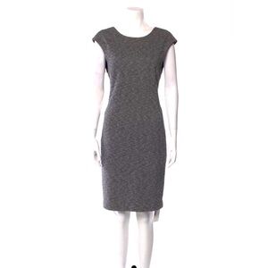 THEORY Zayna charcoal & black shift dress, bateau neck, v back w/ expose…